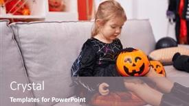  Presentation with costume - PPT layouts with adorable-blonde-girl-wearing-witch background and a gray colored foreground