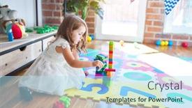  Presentation with building blocks - Cool new presentation with adorable-blonde-toddler-playing and a  colored foreground