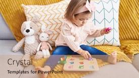  Presentation with maths - Slide set consisting of adorable-blonde-toddler-playing background and a coral colored foreground