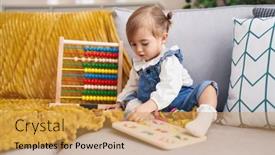  Presentation with home - Slides having adorable-blonde-toddler-playing background and a yellow colored foreground