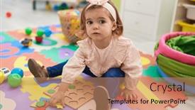  Presentation with maths - PPT layouts enhanced with adorable-blonde-toddler-playing background and a coral colored foreground