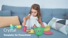  Presentation with cutlery food - Colorful presentation enhanced with adorable-blonde-toddler-siting backdrop and a teal colored foreground