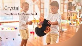  Presentation with monkey - Beautiful presentation featuring adorable-blonde-twins-playing-wearing backdrop and a lemonade colored foreground