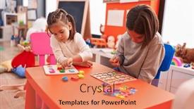  Presentation with maths - Presentation theme featuring adorable-boy-and-girl-playing background and a coral colored foreground