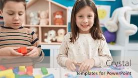  Presentation with construction - Presentation theme consisting of adorable-boy-and-girl-playing background and a lemonade colored foreground