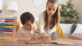  Presentation with maths - PPT theme featuring adorable-boy-and-girl-playing background and a coral colored foreground