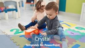  Presentation with cars - Presentation theme with adorable-boy-and-girl-playing background and a teal colored foreground