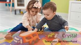  Presentation with cars - Slide deck consisting of adorable-boy-and-girl-playing background and a coral colored foreground