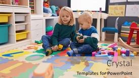  Presentation with cars - PPT theme having adorable-boy-and-girl-playing background and a lemonade colored foreground