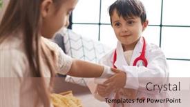  Presentation with bandaging - PPT theme with adorable-boy-and-girl-wearing background and a coral colored foreground