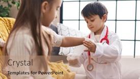  Presentation with bandaging - Presentation theme featuring adorable-boy-and-girl-wearing and a coral colored foreground