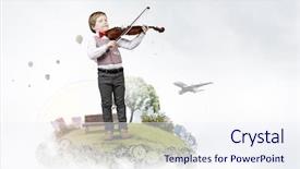  Presentation with red seaweed - PPT theme having adorable boy wearing red bowtie background and a sky blue colored foreground