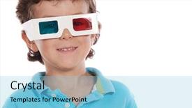  Presentation with foreign boy student - Presentation with adorable boy with 3d glasses background and a  colored foreground