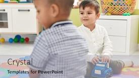  Presentation with cars - Presentation design consisting of adorable-boys-playing-with-cars background and a light gray colored foreground