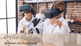  Presentation with virtual laboratory - Presentation design consisting of adorable-boys-scientist-student-using background and a lemonade colored foreground