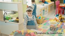  Presentation with princess - Slide set featuring adorable-boys-wearing-princess-crown background and a coral colored foreground