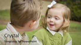  Presentation with children playing - Presentation theme featuring adorable brother and sister children background and a  colored foreground