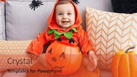  Presentation with halloween - Presentation consisting of adorable-caucasian-baby-having-halloween and a red colored foreground