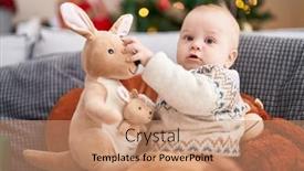  Presentation with baby tree - PPT theme consisting of adorable-caucasian-baby-holding-kangaroo background and a coral colored foreground