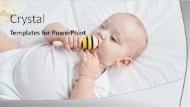  Presentation with baby toy - Slides having adorable-caucasian-baby-lying background and a sky blue colored foreground