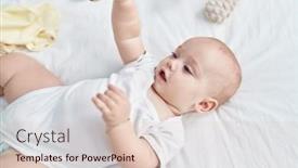  Presentation with baby toy - PPT layouts consisting of adorable-caucasian-baby-lying background and a lemonade colored foreground