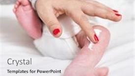  Presentation with lotion - PPT theme featuring adorable-caucasian-baby-lying background and a white colored foreground