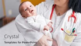  Presentation with baby doctor - Theme enhanced with adorable-caucasian-baby-on-doctor background and a light gray colored foreground