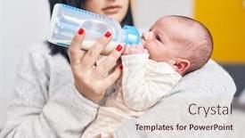  Presentation with baby bottle - PPT theme enhanced with adorable-caucasian-baby-on-mother background and a lemonade colored foreground