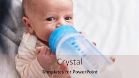 Presentation with baby bottle - PPT theme featuring adorable-caucasian-baby-on-mother background and a coral colored foreground
