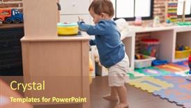  Presentation with baby - PPT theme enhanced with adorable-caucasian-baby-playing background and a coral colored foreground