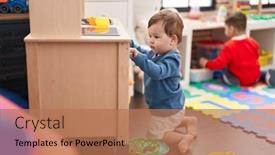  Presentation with baby sitting - Presentation having adorable-caucasian-baby-playing background and a coral colored foreground