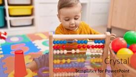  Presentation with baby sitting - Slide deck consisting of adorable-caucasian-baby-playing background and a coral colored foreground