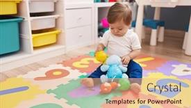  Presentation with baby toy - PPT layouts consisting of adorable-caucasian-baby-playing background and a coral colored foreground