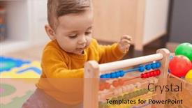  Presentation with baby sitting - Slide set featuring adorable-caucasian-baby-playing background and a coral colored foreground