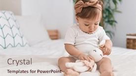  Presentation with baby sitting - PPT layouts consisting of adorable-caucasian-baby-sitting background and a soft green colored foreground