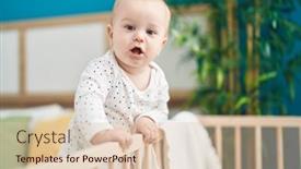  Presentation with baby - Presentation design enhanced with adorable-caucasian-baby-standing background and a lemonade colored foreground