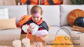  Presentation with halloween - PPT layouts having adorable-caucasian-boy-having-halloween background and a  colored foreground
