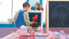  Presentation with bowling - Slides with adorable-caucasian-boy-holding-pin background and a coral colored foreground