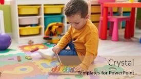  Presentation with xylophone - Presentation having adorable-caucasian-boy-playing-xylophone background and a  colored foreground