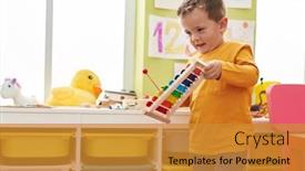  Presentation with xylophone - Slides having adorable-caucasian-boy-playing-xylophone background and a gold colored foreground