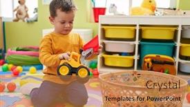  Presentation with tractor - Presentation theme having adorable-caucasian-boy-playing background and a gold colored foreground