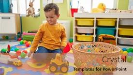  Presentation with tractor - Presentation design with adorable-caucasian-boy-playing background and a coral colored foreground