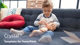 Presentation with doll - Slides enhanced with adorable-caucasian-boy-playing background and a gray colored foreground