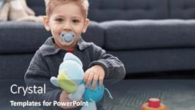  Presentation with elephant - Slide deck featuring adorable-caucasian-boy-playing background and a ocean colored foreground