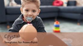  Presentation with doll - Slide set consisting of adorable-caucasian-boy-playing background and a coral colored foreground