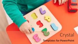  Presentation with maths - PPT theme with adorable-caucasian-boy-playing background and a coral colored foreground