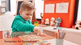  Presentation with maths - Theme featuring adorable-caucasian-boy-playing background and a coral colored foreground