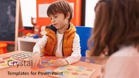  Presentation with maths - Presentation theme having adorable-caucasian-boy-playing background and a coral colored foreground