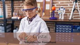  Presentation with molecules - Slides having adorable-caucasian-boy-student-holding background and a coral colored foreground