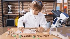  Presentation with molecules - Slides enhanced with adorable-caucasian-boy-student-holding background and a coral colored foreground